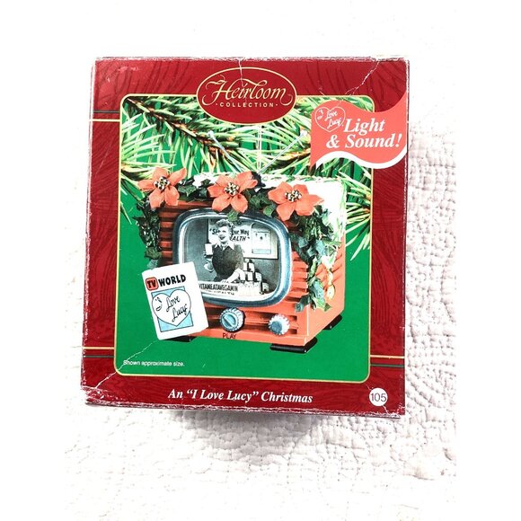 "I Love Lucy" Christmas TV Ornament Light & Sound *2002 Carlton Cards Heirloom - Picture 1 of 6